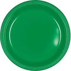 FESTIVE GREEN 26CM REUSABLE PLASTIC PLATES (PACK OF 20)