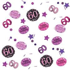 PINK SPARKLING CELEBRATION 60TH BIRTHDAY CONFETTI/TABLE SCATTERS