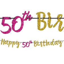 GLITTER 50TH BIRTHDAY LETTER BANNER