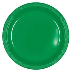 FESTIVE GREEN 23CM REUSABLE PLATES (PACK OF 20)