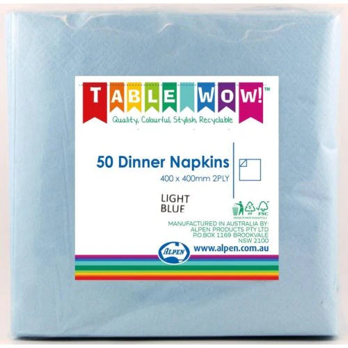 LIGHT BLUE DINNER NAPKINS PK50