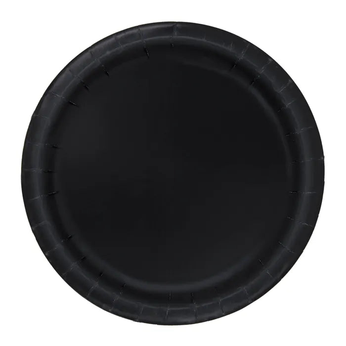 BLACK ROUND PAPER PLATES 17CM (PK20)