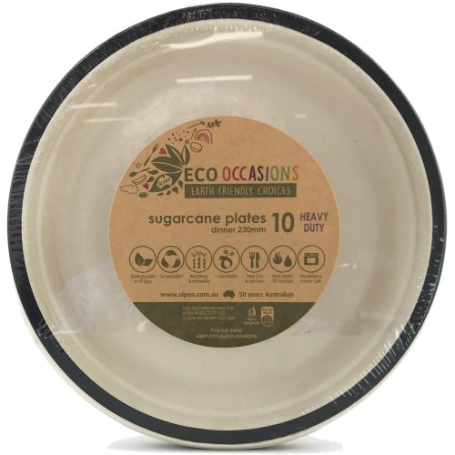 Sugarcane Dinner Plates 230mm Black P10