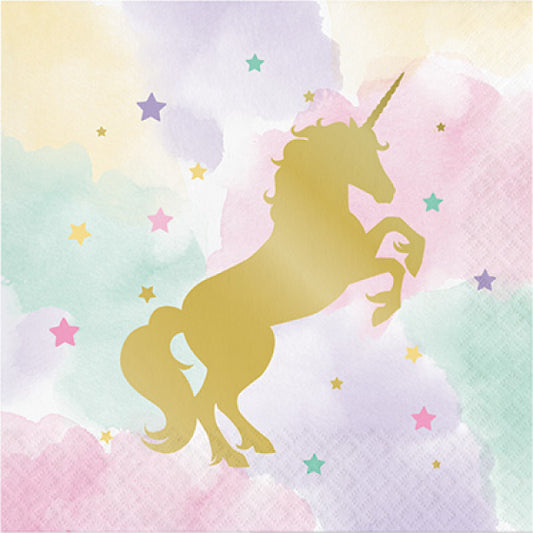 UNICORN SPARKLE LARGE NAPKINS / SERVIETTES (PACK OF 16)