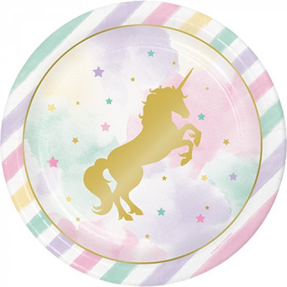 UNICORN SPARKLE LARGE PAPER PLATES (PACK OF 8)