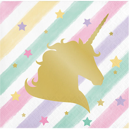 UNICORN SPARKLE SMALL NAPKINS / SERVIETTES (PACK OF 16)