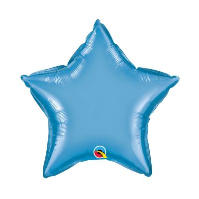 CHROME BLUE STAR FOIL BALLOON