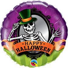 45cm Round Foil Halloween Skeleton Mirror