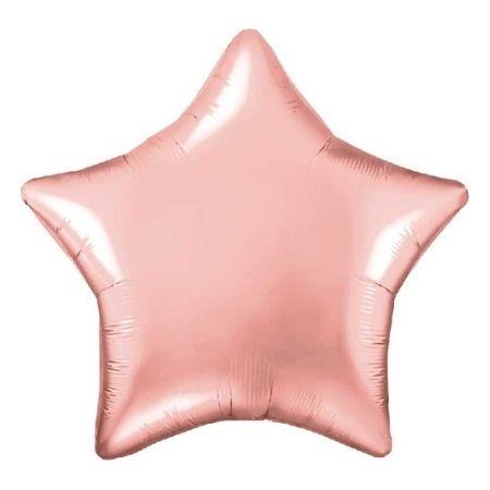 Metallic Chrome Rose Gold Star Balloon