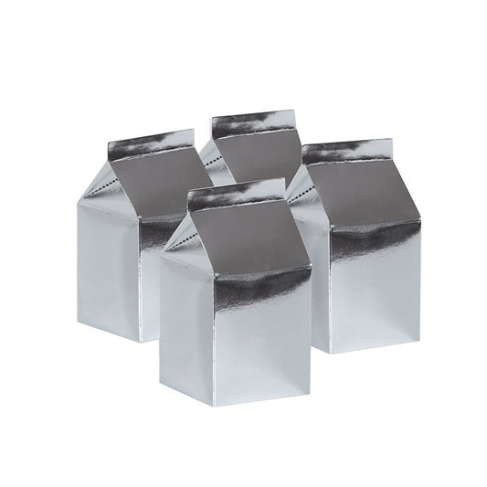 FS METALLIC SILVER MILK BOX PARTY FAVOURS (PACK OF 10)