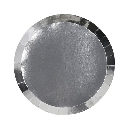 FS PAPER ROUND SNACK PLATE 7" METALLIC SILVER 10PK