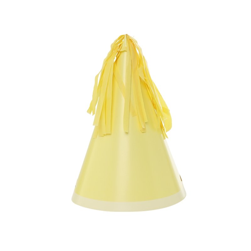 FS PARTY HAT WITH TASSEL TOPPER PASTEL YELLOW 10PK