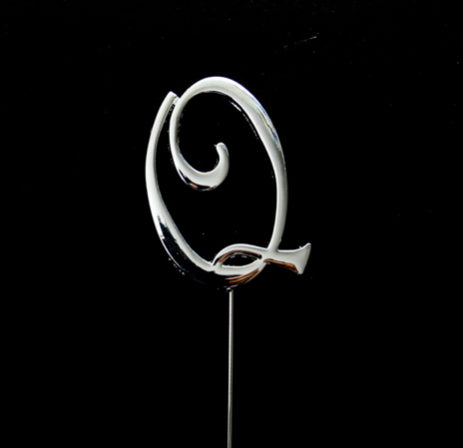 SILVER LETTER Q CAKE TOPPER