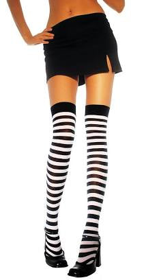 ADULT STRIPED BLACK & WHITE THIGH HIGHS