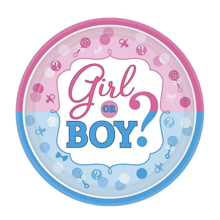 GIRL OR BOY SMALL PAPER PLATES (PACK OF 8)