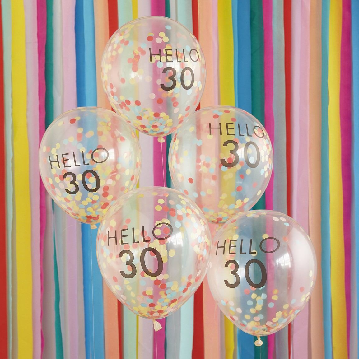 CONFETTI FILLED HELLO 30 BALLOONS