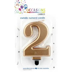 METALLIC ROSE GOLD NUMBER 2 CANDLE