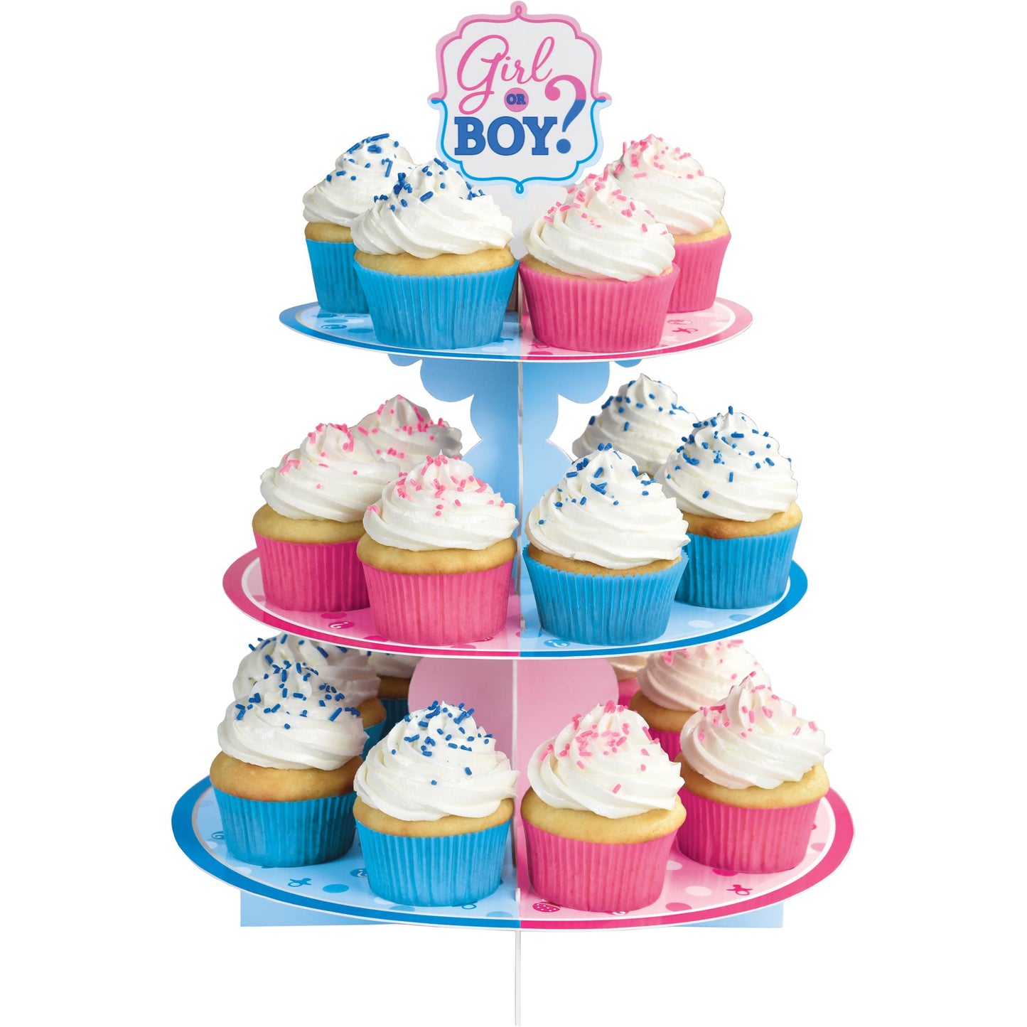 Girl or Boy ? Treat Cupcake Stand Gender Reveal CardBoard