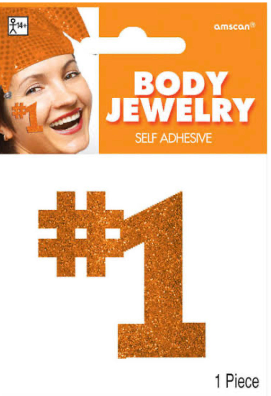 ORANGE NUMBER 1 BODY JEWELRY