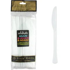 WHITE REUSABLE KNIVES (PACK OF 20)