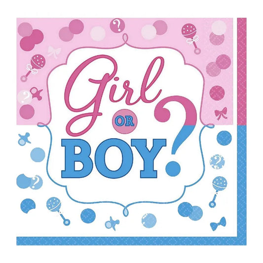 GIRL OR BOY SMALL NAPKINS / SERVIETTES (PACK OF 16)