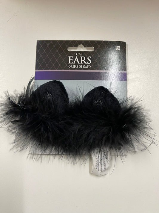 BLACK CLIP ON CAT EARS