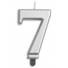 METALLIC SILVER NUMBER 7 CANDLE