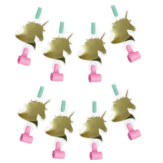 UNICORN SPARKLE PARTY BLOWERS (PACK OF 8)