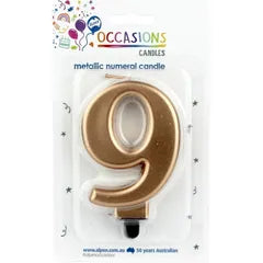 METALLIC ROSE GOLD NUMBER 9 CANDLE