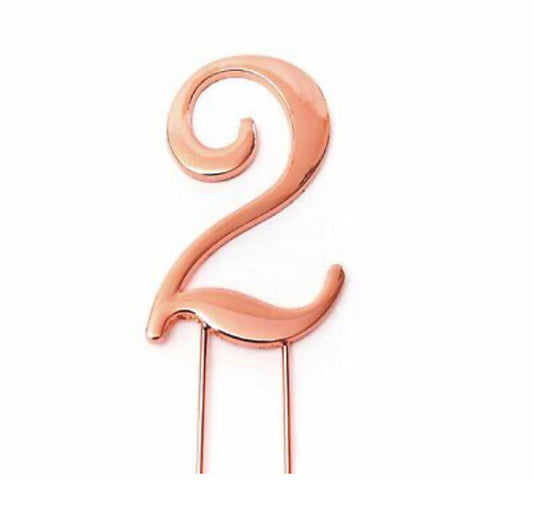 ROSE GOLD NUMBER 2 CAKE TOPPER