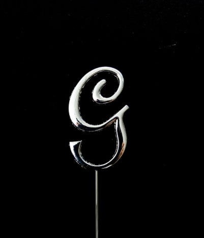 SILVER LETTER G CAKE TOPPER