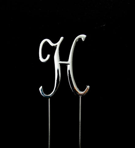 SILVER LETTER H CAKE TOPPER