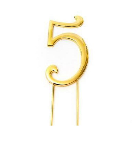 GOLD NUMBER 5 CAKE TOPPER