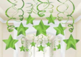 STAR SWIRL DECORATIONS PK30 - GREEN