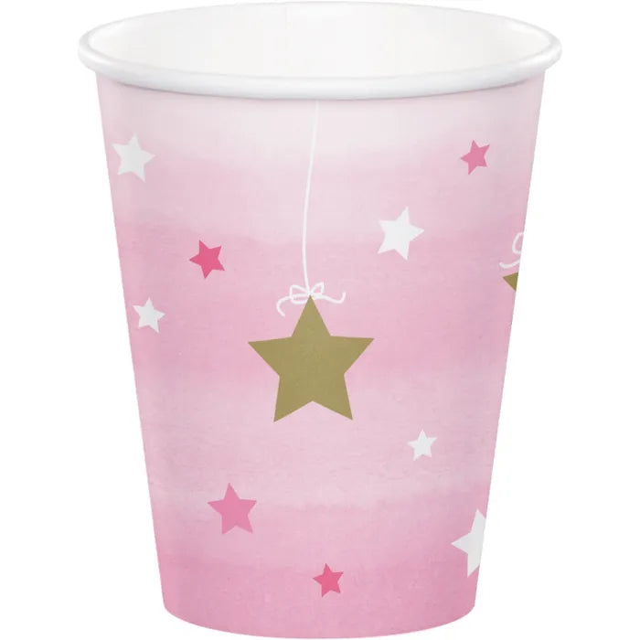 ONE LITTLE STAR PINK PAPER CUPS (PACK OF 8)