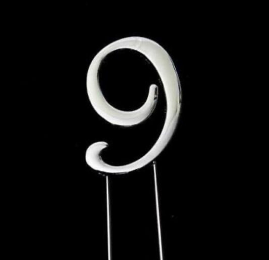 SILVER NUMBER 9 CAKE TOPPER