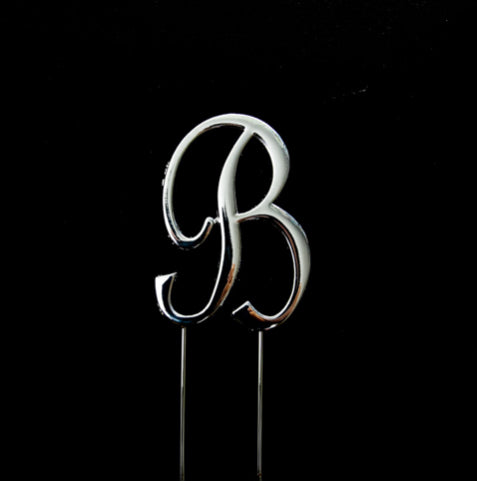 SILVER LETTER B CAKE TOPPER