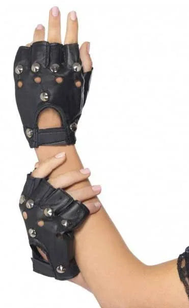 DARK SIDE FINGERLESS STUDDED GLOVES