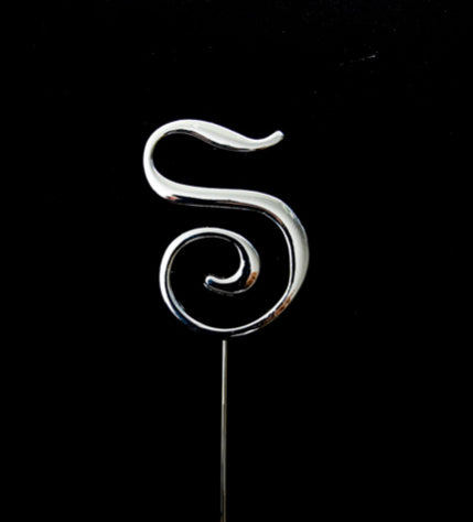 SILVER LETTER S CAKE TOPPER