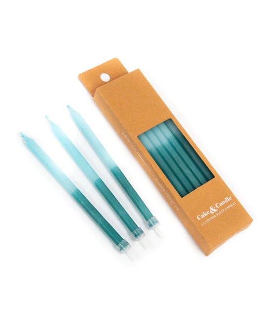 TALL BLOCK COLOUR BLUE CAKE CANDLES