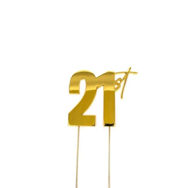 21ST GOLD METAL CAKE TOPPER