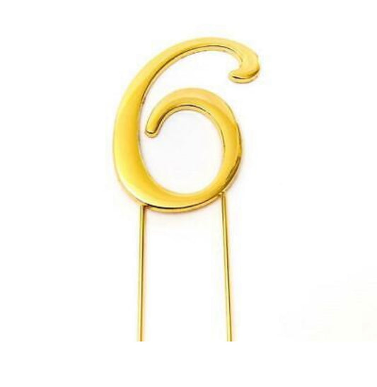 GOLD NUMBER 6 CAKE TOPPER