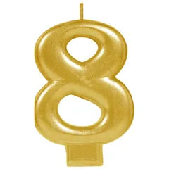 METALLIC GOLD NUMBER 8 CANDLE