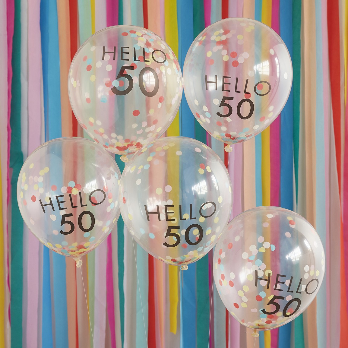 CONFETTI FILLED HELLO 50 BALLOONS