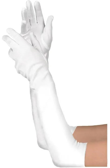 EXTRA LONG WHITE SATIN GLOVES