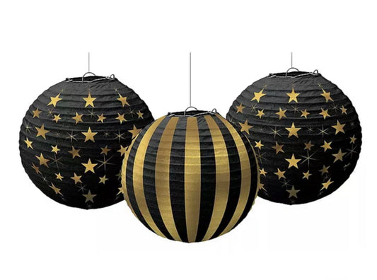 GLITZ & GLAM PAPER LANTERNS (PACK OF 3)