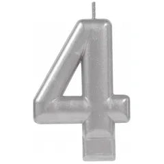 METALLIC SILVER NUMBER 4 CANDLE