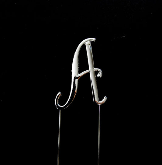 SILVER LETTER A CAKE TOPPER