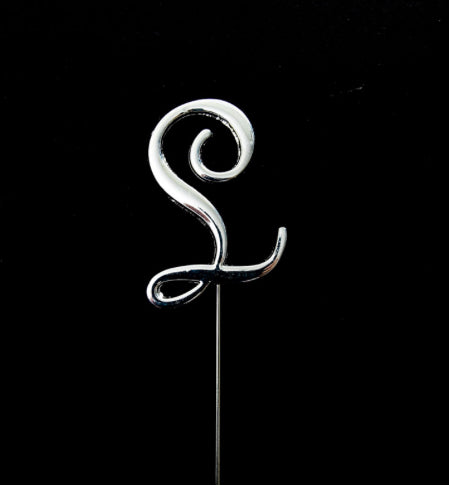 SILVER LETTER L CAKE TOPPER