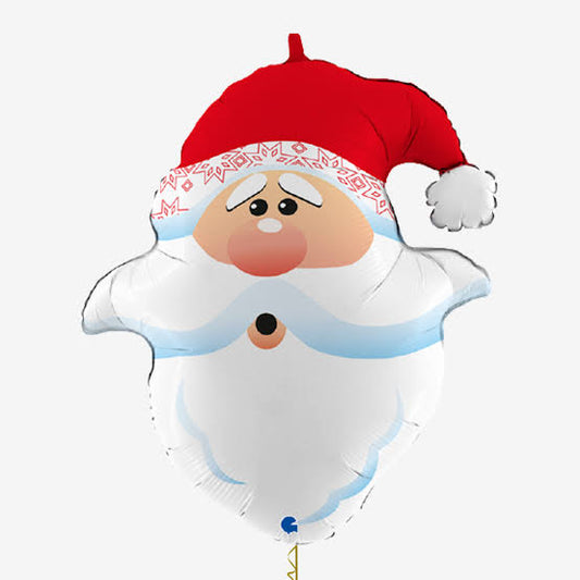 CURIOUS SANTA HEAD FOIL BALLOON